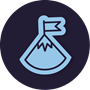 Icon of a mountain with a flag on its apex