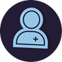 Icon of a simple portrait figure with a medical cross on their chest