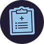 Icon of a clipboard with a medical cross at the top and a bulleted list below