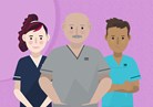 Cover image of the third resource in this series, showing a nurse, an AHP and student standing together on a lilac background, with the student in the centre and out front