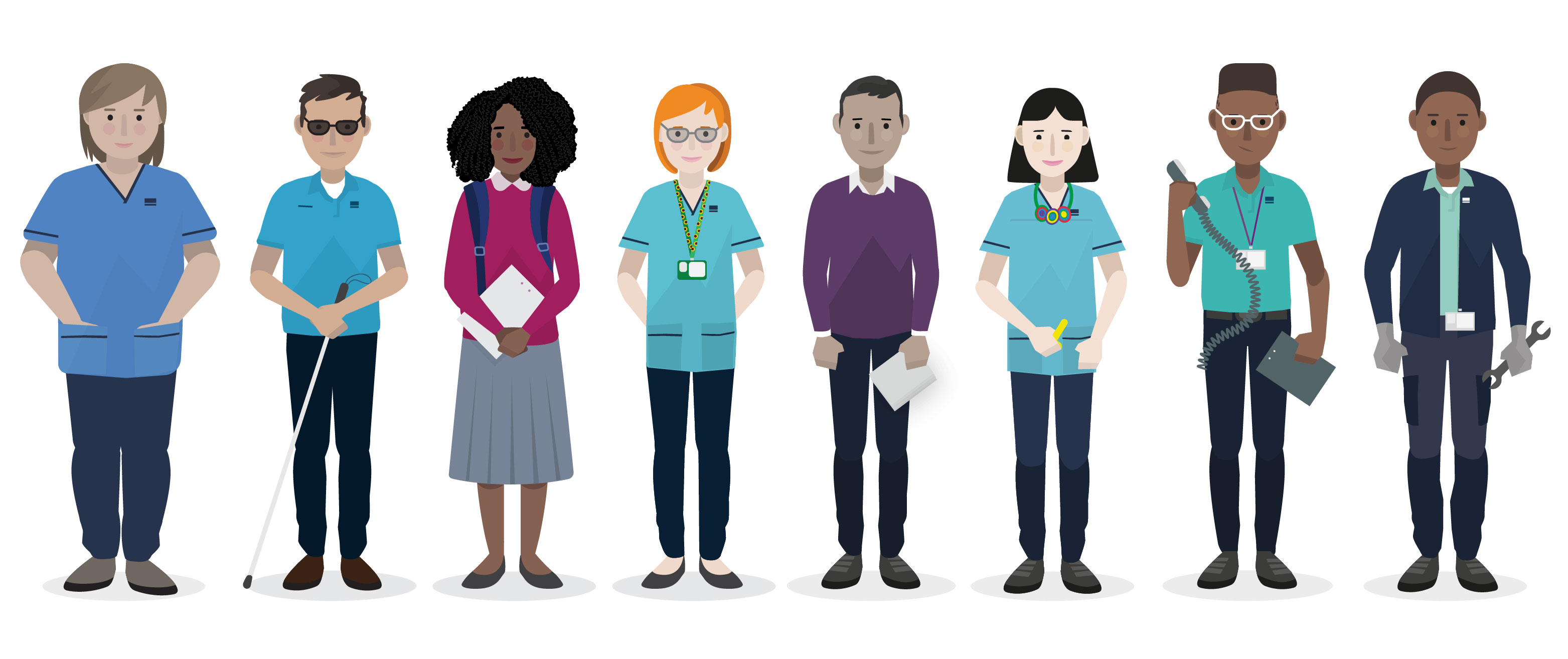 Illustrated group of diverse Allied Health Professionals