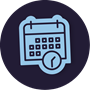 Icon of a calendar with an overlapping clock