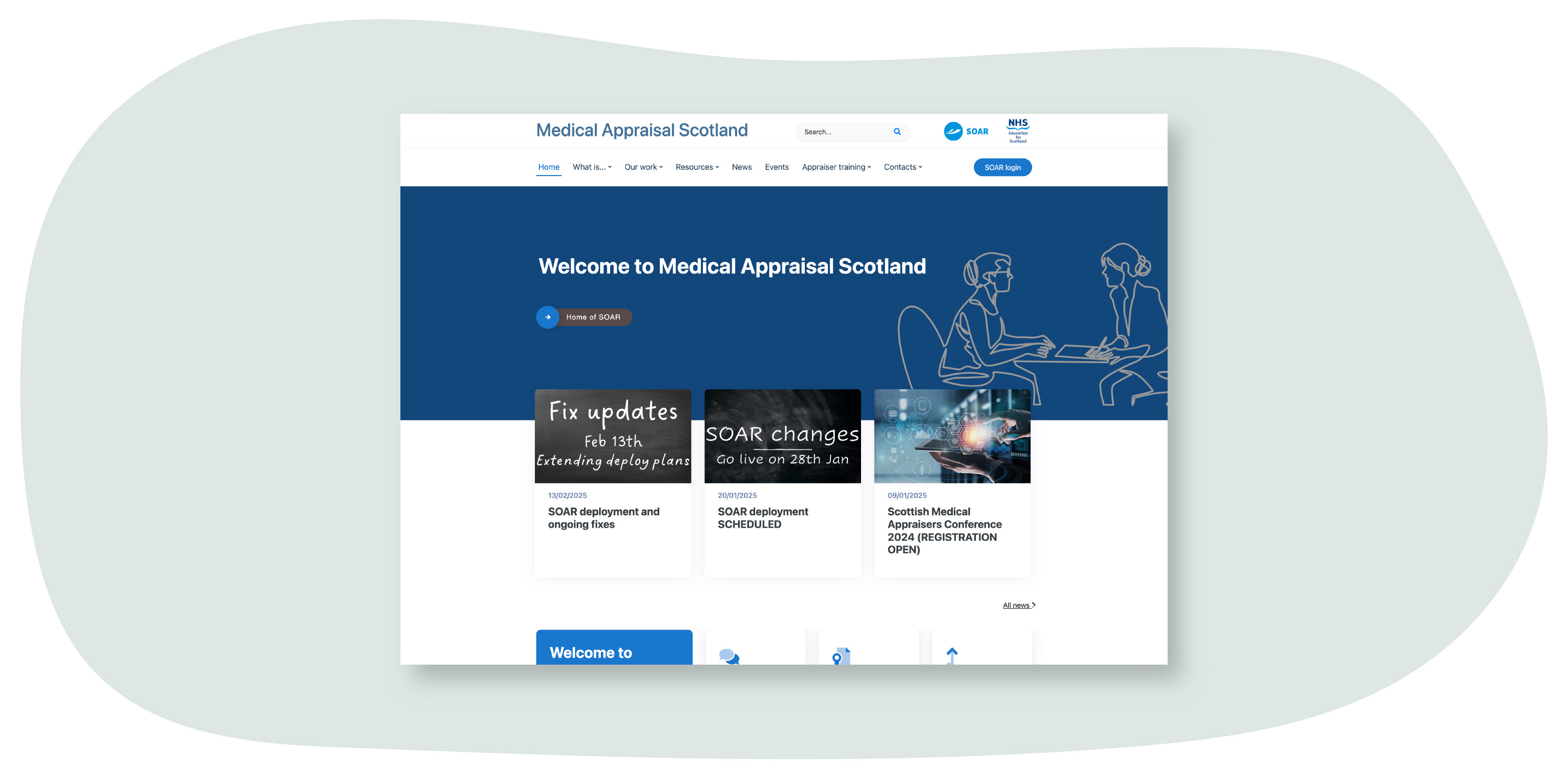 Image of the Scottish Online Appraisal Resource (SOAR) website landing page