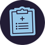 Icon of a clipboard with a medical cross at the top and a bulleted list below