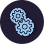 Icon of two cogs turning together