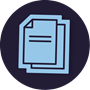 Icon of two pieces of overlayed paper with writing on the top sheet