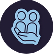 Icon of a hand supporting two figures of people