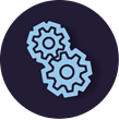 Icon of two cogs turning together