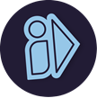 Icon of an 'i' representing information with an arrow pointing right