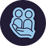 Icon of a hand supporting two figures of people