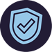 Icon of a shield with a tick on it