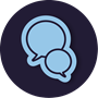 Icon of two overlapping speech bubbles