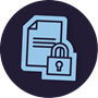 Icon of a padlock over a piece of paper with writing on it