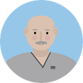 Portrait illustration of an older white male student