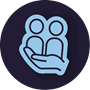 Icon of a hand supporting two figures of people