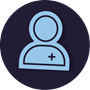 Icon of a figure with a medical cross on their chest