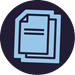 Icon of papers with writing on the front sheet